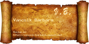 Vancsik Barbara névjegykártya